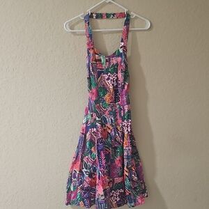 Hilo Hattie Multicolor Tropical Print Dress - Pink, Green & Purple Accents